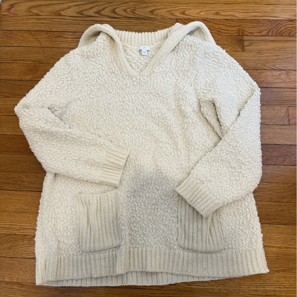 J. Jill Ivory Textured Chunky Knit Pullover Sweater